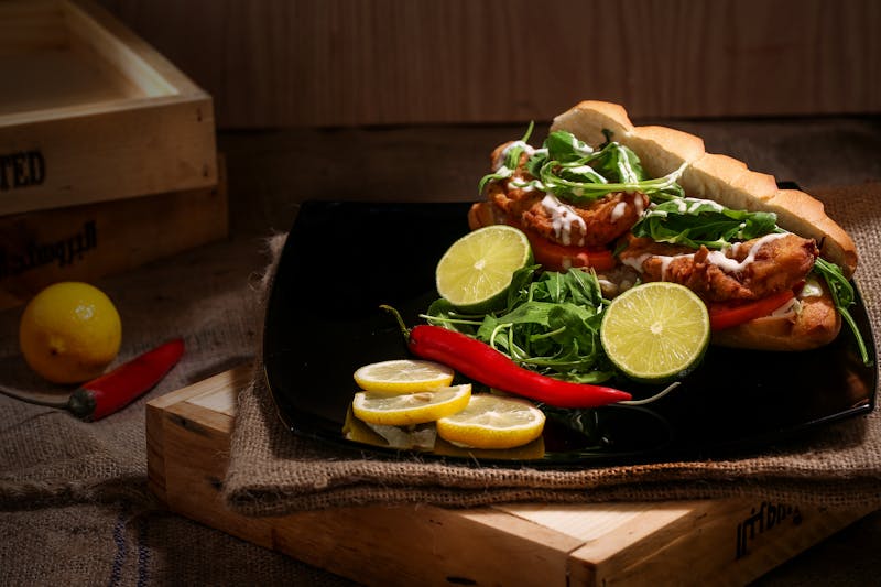 Spicy Deluxe Sandwich with jalapeño slaw